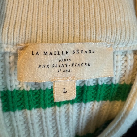 Sezane Green and White Striped Sweater - Picture 11 of 12